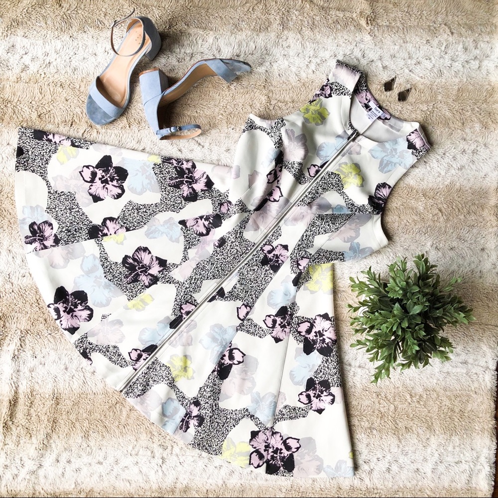 Bar III Zipper Dress | Floral Print | Size M